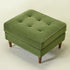 Tiziano Tufted Ottoman – Velvet Rectangular Footrest & Accent Seat | Mid-Century Upholstered Pouf | Green Ottoman