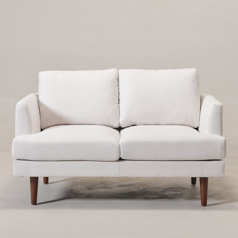 Ivory Upholstered Loveseat – Albert Loveseat Sofa | 2-Seater Couch | Kinwell Furniture | Mid-Century Modern, Timeless Design