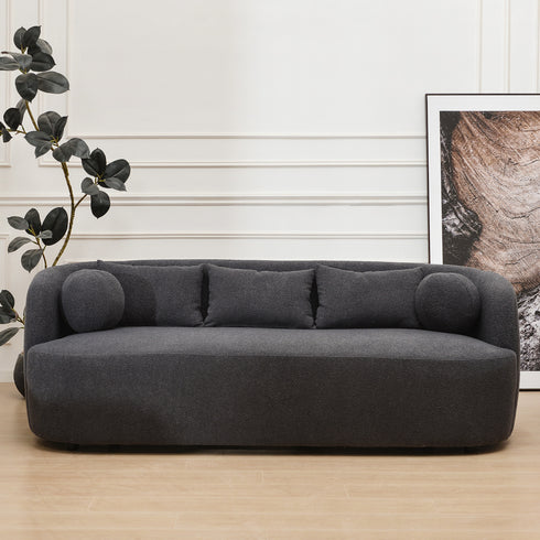 Ashlie Bouclé 3-Seater Sofa - Dark Grey 3 Seater Sofa | Three Seater Couch | Kinwell Furniture | Modern 3 Seater Sofas