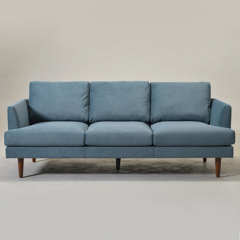 Blue Upholstered Sofa – Albert Sofa Couch | 3-Seater Sofa | Kinwell Furniture | Mid-Century Modern, Timeless Design