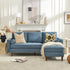 Tiziano Tufted 2-Piece Sectional Sofa – Blue Velvet Reversible Chaise Couch with Accent Pillows | Mid-Century Modern L-Shaped Sofa | Kinwell Furniture