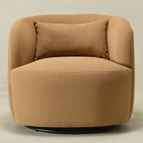 Ashlie Chenille Swivel Barrel Chair - Brown Modern Swivel Chair | Swivel Accent Chairs | Kinwell Furniture | Swivel Armchairs