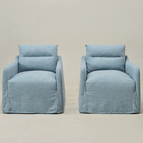 Clara Linen Slipcover Swivel Chair