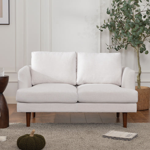 Ivory Upholstered Loveseat – Albert Loveseat Sofa | 2-Seater Couch | Kinwell Furniture | Mid-Century Modern, Timeless Design