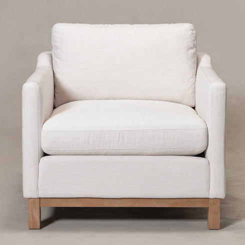 Albert Goose Down Feathers Armchair – Cream Square Arm Accent Chair | Plush Feather-Filled Chair | Kinwell Furniture | Cloud-Soft, Timeless Design