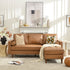 Tiziano Tufted 2-Piece Sectional Sofa – Camel Faux Leather Reversible Chaise Couch with Accent Pillows | Mid-Century Modern L-Shaped Sofa | Kinwell Furniture