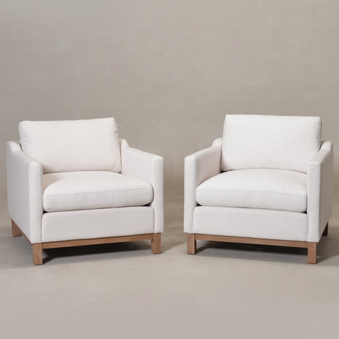 Goose Down Feathers Upholstered Armchair – Cream Square Arm Accent Chair | Plush Feather-Filled Chair | Kinwell Furniture | Cloud-Soft, Timeless Design