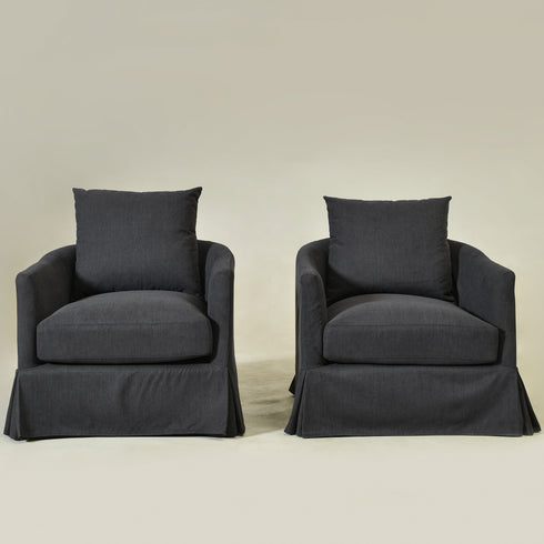 Eliza Slipcover Swivel Barrel Chair – Black Swivel Armchair | Washable Slipcover Chair | Kinwell Furniture | Cozy Lounge Chair