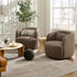 Ashlie Chenille Swivel Barrel Chair - Teddy Brown Modern Swivel Chair | Swivel Accent Chairs | Kinwell Furniture | Swivel Armchairs