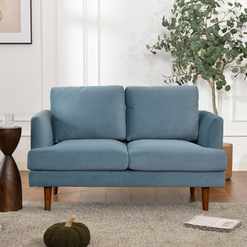 Blue Upholstered Loveseat – Albert Loveseat Sofa | 2-Seater Couch | Kinwell Furniture | Mid-Century Modern, Timeless Design