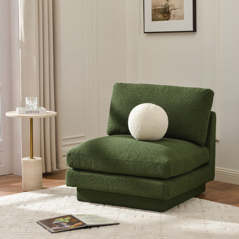 Montyne Bouclé Armless Chair - Comfortable Accent Chair | Side Chairs for Living Room | Kinwell Furniture | Oversize Accent Chairs & Large Accent Chairs