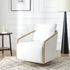 Barnett Swivel Barrel Chair - Pearl White Modern Swivel Chair | Swivel Accent Chairs | Kinwell Furniture | Swivel Armchairs