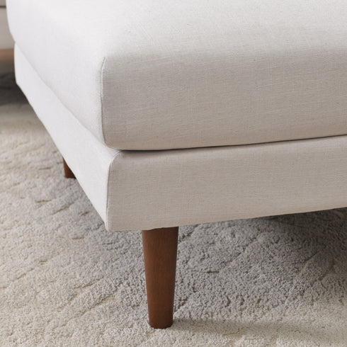 Albert Linen Blend Ottoman – Footrest & Pouf | Living Room Accent Seat | Kinwell Furniture | Contemporary Ottoman | Ivory
