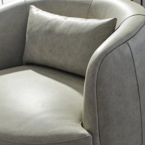 Ashlie Leather Swivel Barrel Chair - Swivel Side Chair | Stylish Swivel Chairs | Kinwell Furniture | Swivel Chairs for Living Room