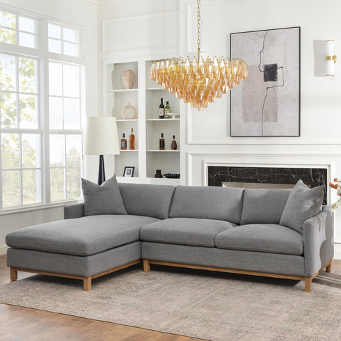 Goose Down Feathers Upholstered Sectional Sofa | Cloud Soft L-Shaped Sectional with Chaise | Down Filled Modern Sectional Couch | Comfortable Everyday Sectional Sofa | Modular L-Shape Sectional | Kinwell Furniture