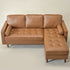 Tiziano Tufted 2-Piece Sectional Sofa – Camel Faux Leather Reversible Chaise Couch with Accent Pillows | Mid-Century Modern L-Shaped Sofa | Kinwell Furniture