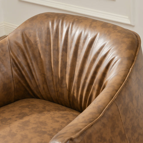 Kadar Leather Barrel Chair-Coffee Modern Leather Chair | Accent Chairs | Kinwell Furniture | Barrel Chairs