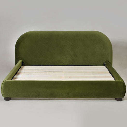 Harriet Vevlet Platform Bed with Wood Legs