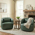 Ashlie Faux Leather Swivel Chair - Green Faux Leather Swivel Chair | Modern Barrel Chairs | Kinwell Furniture | Swivel Accent Chairs