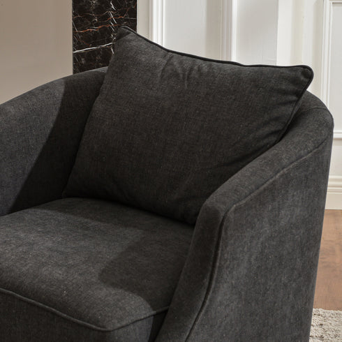 Minerva Swivel Barrel Chair - Black Modern Swivel Chair | Swivel Accent Chairs | Kinwell Furniture | Swivel Armchairs