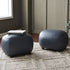 Elmer Faux Leather Ottoman – Round Navy Ottoman | Decorative Ottoman | Kinwell Furniture | Modern Faux Leather Furniture