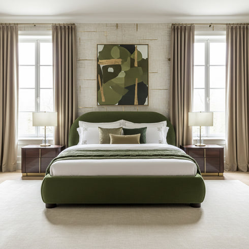 Harriet Vevlet Platform Bed with Wood Legs
