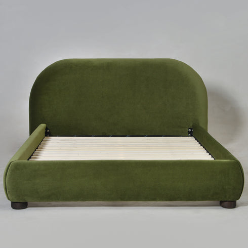 Harriet Vevlet Platform Bed with Wood Legs