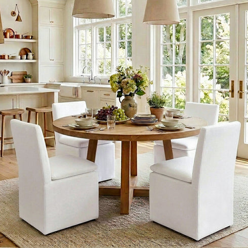 Diane Performance Dining Side Chair with Casters - Dining Chair | Modern Kitchen Chairs | Kinwell Furniture | Dining Chairs Performance Fabric