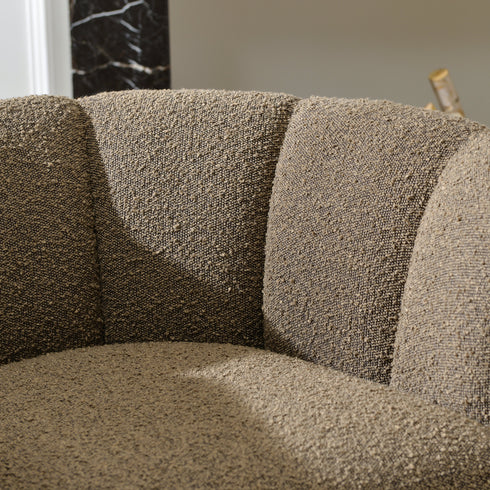 Wilton Bouclé Swivel Barrel Chair - Teddy Brown Petal Back Modern Swivel Chair | Swivel Accent Chairs | Kinwell Furniture | Swivel Armchairs