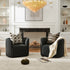 Wilton Bouclé Swivel Barrel Chair - Black Petal Back Modern Swivel Chair | Swivel Accent Chairs | Kinwell Furniture | Swivel Armchairs