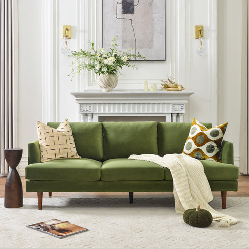 Green Upholstered Sofa – Albert Sofa Couch | 3-Seater Sofa | Kinwell Furniture | Mid-Century Modern, Timeless Design