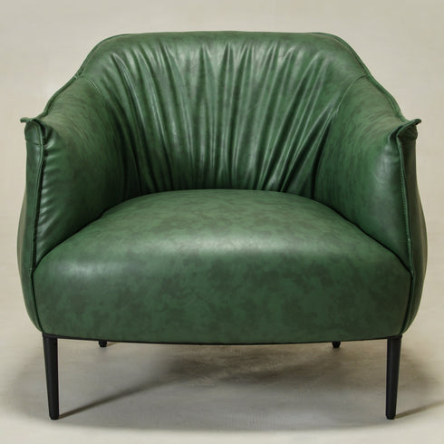 Kadar Leather Barrel Chair-Green Modern Leather Chair | Accent Chairs | Kinwell Furniture | Barrel Chairs