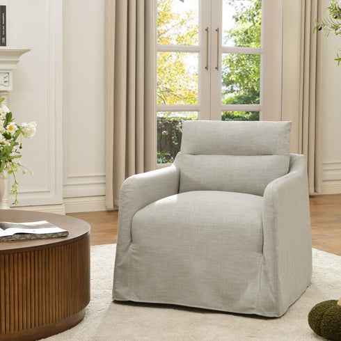 Clara Linen Slipcover Swivel Chair