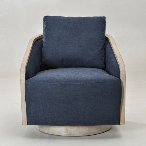 Barnett Swivel Barrel Chair - Navy Modern Swivel Chair | Swivel Accent Chairs | Kinwell Furniture | Swivel Armchairs