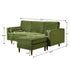 Tiziano Tufted 2-Piece Sectional Sofa – Green Velvet Reversible Chaise Couch with Accent Pillows | Mid-Century Modern L-Shaped Sofa | Kinwell Furniture