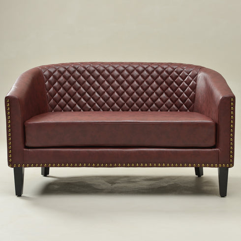 Logan Faux Leather Tufted Loveseat | Fabric Loveseat Couch | Kinwell Furniture | Modern Loveseats & Comfortable Loveseat Sofa Couches