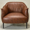 Kadar Leather Barrel Chair-Brown Modern Leather Chair | Accent Chairs | Kinwell Furniture | Barrel Chairs