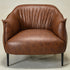 Kadar Leather Barrel Chair-Brown Modern Leather Chair | Accent Chairs | Kinwell Furniture | Barrel Chairs