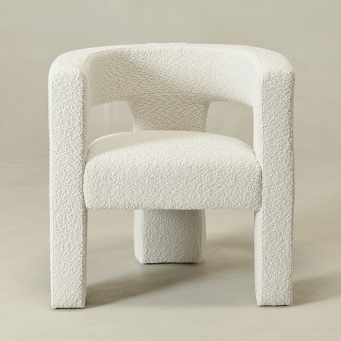 Herbert Modern Bouclé Armchair - Cream Top Rated Accent Chair | Accent Sitting Chairs | Kinwell Furniture | Modern Sitting Room Chairs