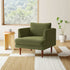 Upholstered Armchair – Green Square Arm Accent Chair | Performance Fabric Armchair | Kinwell Furniture | Scandinavian, Timeless Design