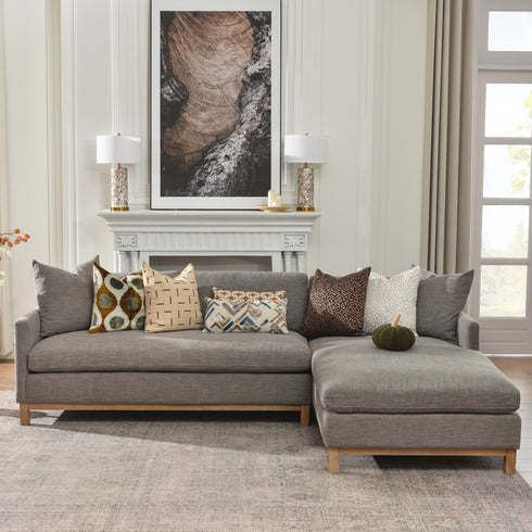Goose Down Feathers Upholstered Sectional Sofa | Cloud Soft L-Shaped Sectional with Chaise | Down Filled Modern Sectional Couch | Comfortable Everyday Sectional Sofa | Modular L-Shape Sectional | Kinwell Furniture