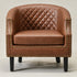Louis Faux Leather Tufted Club Chair - Brown Accent Chair | Decorative Accent Chairs | Kinwell Furniture | Modern Club Chairs | Barrel Club Chair | Nailhead Trim Chair | Contemporary Faux Leather Chair | Elegant Brown Chair