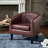 Logan Faux Leather Tufted Club Chair - Red Accent Chair | Decorative Accent Chairs | Kinwell Furniture | Modern Accent Chairs