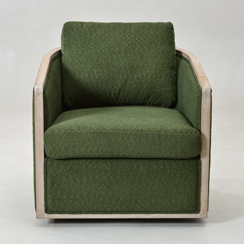 Claude Bouclé Swivel Barrel Chair - Modern Swivel Chair | Swivel Accent Chairs | Kinwell Furniture | Swivel Armchairs