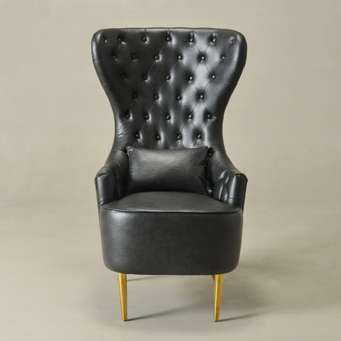 Letitia Faux Leather Wingback Chair - Black Accent Chair | Decorative Faux Leather Chairs | Kinwell Furniture | Modern Wingback Accent Chairs