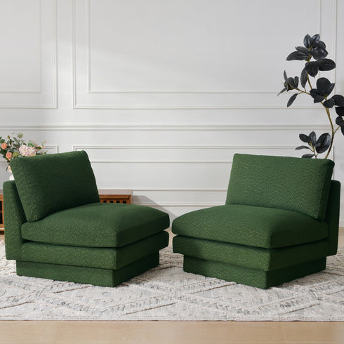 Montyne Bouclé Armless Chair - Green Accent Chair | Decorative Accent Chairs | Kinwell Furniture | Modern Accent Chairs