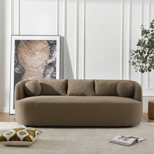 Ashlie Bouclé 3-Seater Sofa - Teddy Brown 3 Seater Sofa | Three Seater Couch | Kinwell Furniture | Modern 3 Seater Sofas