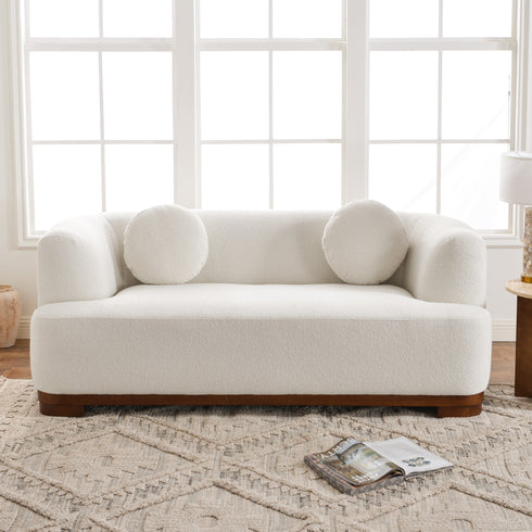 Otto Bouclé Loveseat in Beige – Modern Boucle 2 Seater Sofa | Small Apartment Sofa | Cozy Loveseat Couch | Kinwell Furniture