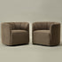 Wilton Bouclé Swivel Barrel Chair - Teddy Brown Petal Back Modern Swivel Chair | Swivel Accent Chairs | Kinwell Furniture | Swivel Armchairs