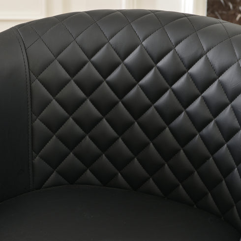Logan Faux Leather Tufted Swivel Club Chair - Black Modern Swivel Chair | Swivel Accent Chairs | Kinwell Furniture | Swivel Armchairs